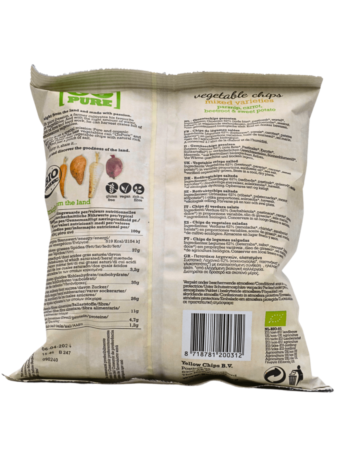PURE VEGETABLE CHIPS BIO 90gr