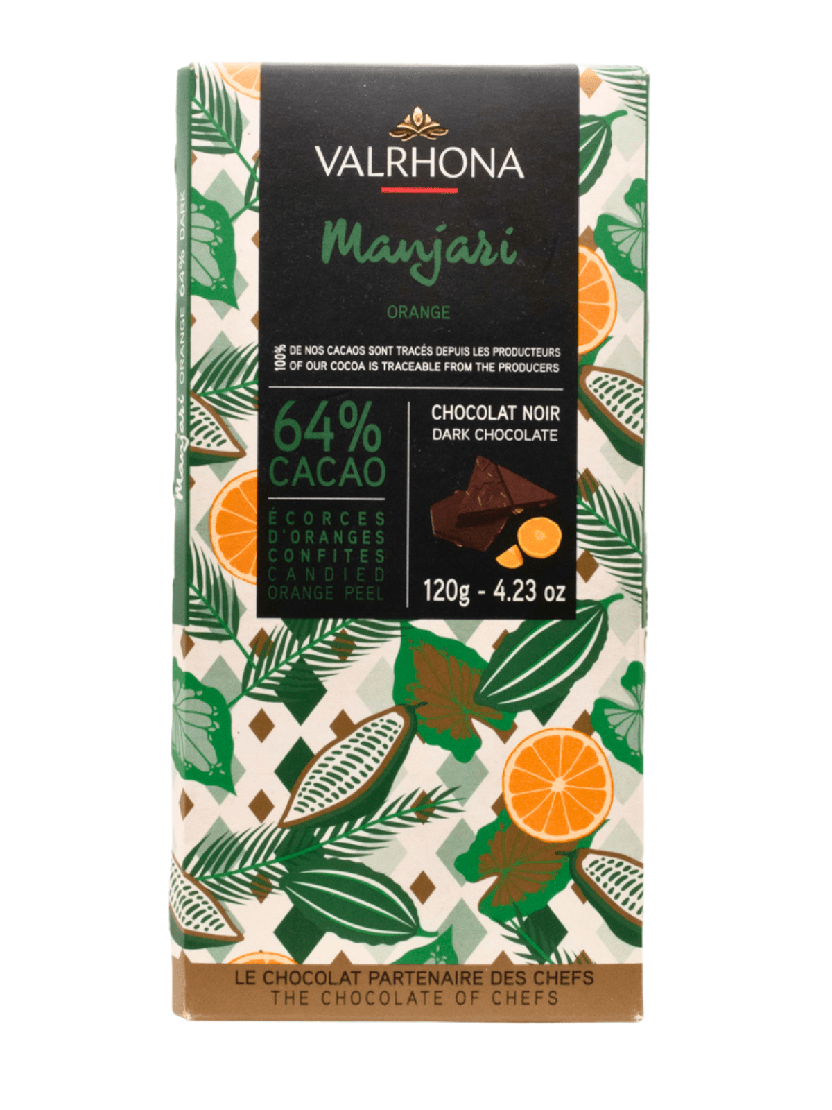 TABLETTE MANJARI ORANGE PEEL 64% 120gr