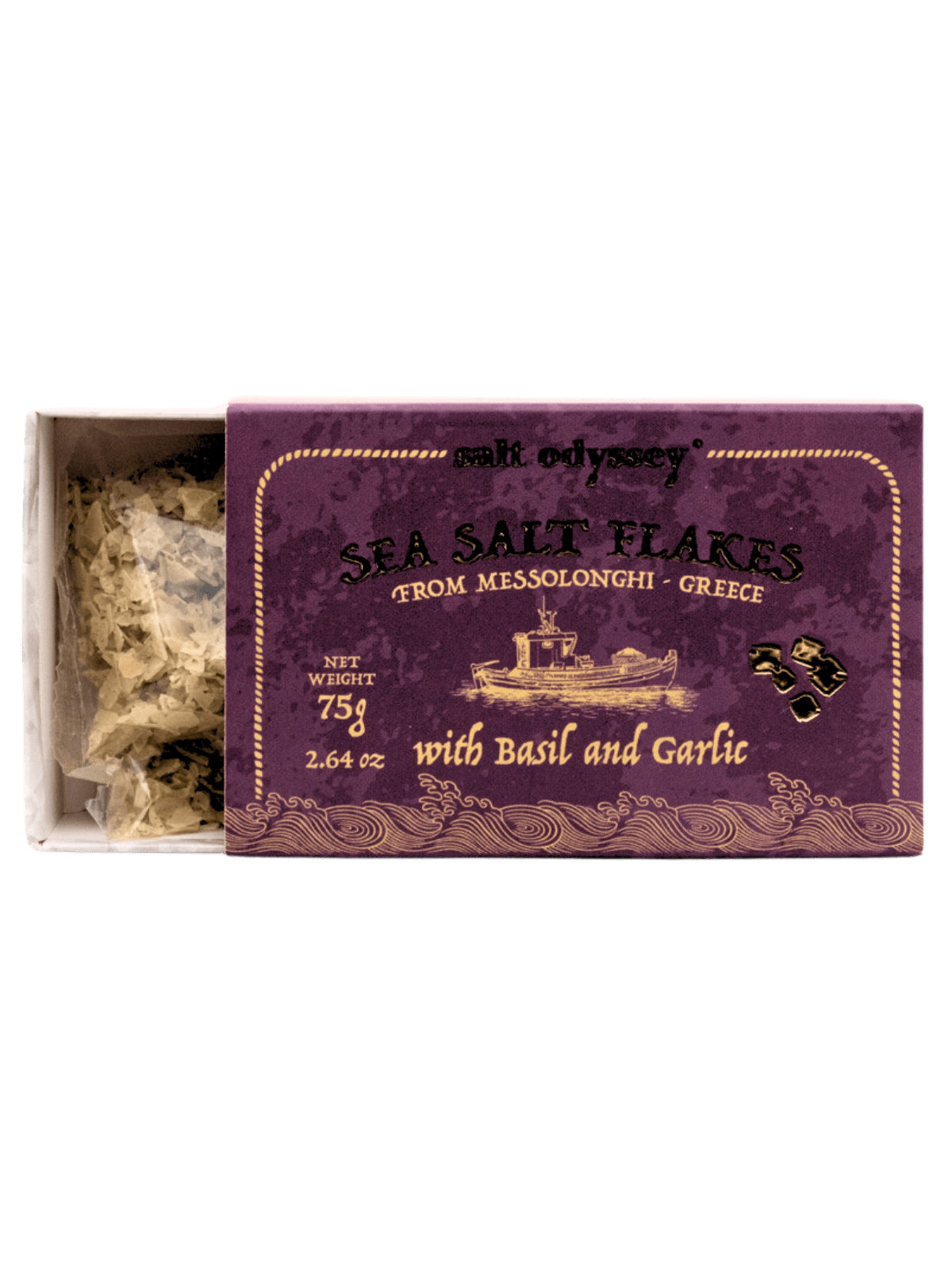 SEA SALT FLAKES WITH BASIL & GARLIC 75gr