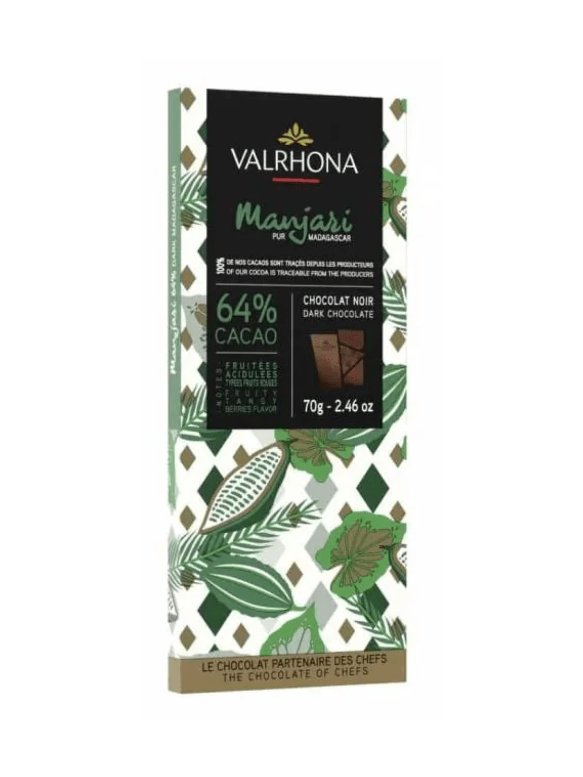 VALRHONA TABLETTE MANJARI  64% 0.07KG