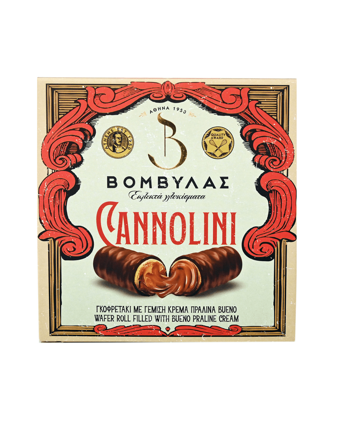 CANNOLINI ΜΕ ΓΕΜΙΣΗ ΚΡΕΜΑ ΠΡΑΛΙΝΑ BUENO 170gr